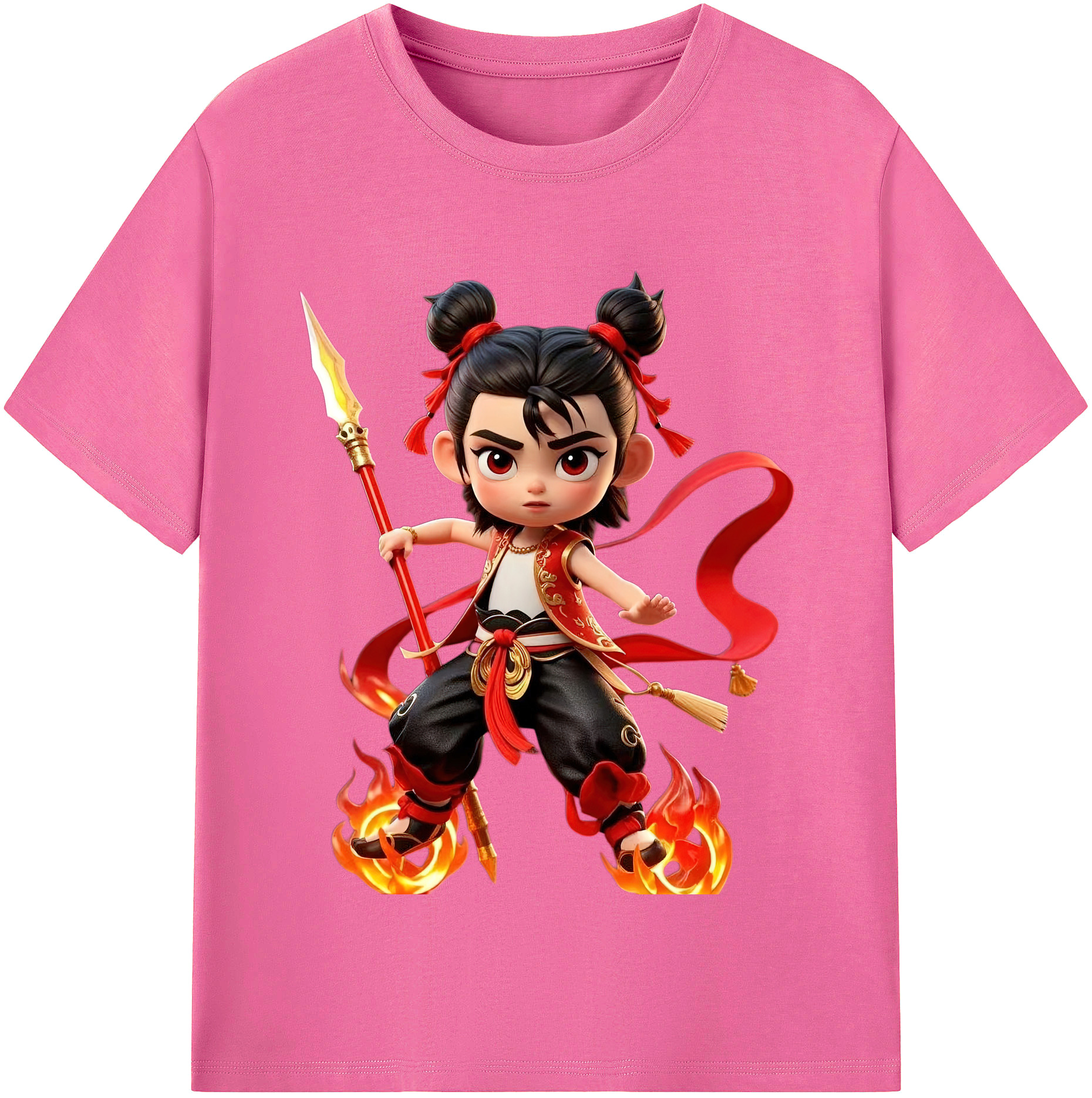 （画像用） Ne Zha 2 ナタ 魔童の大暴れ レディースカジュアルプリントTシャツ（綿100％）
